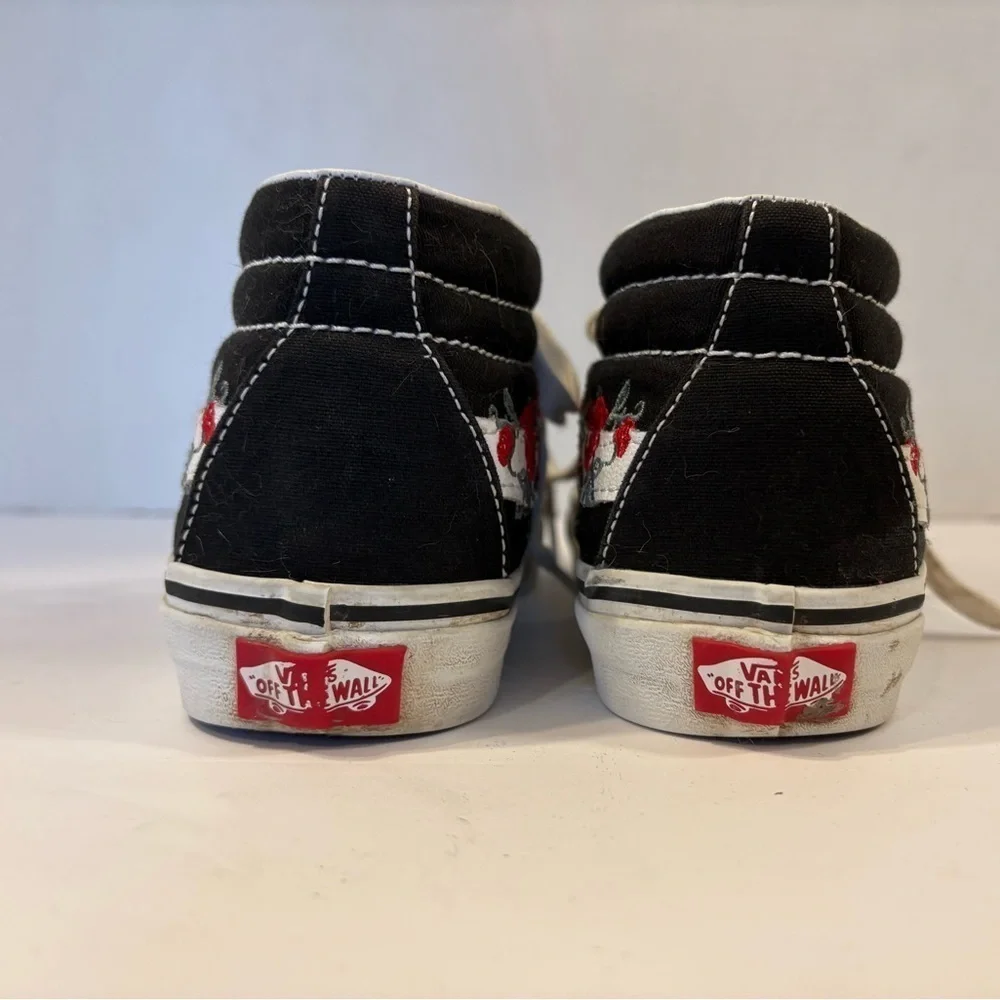 Vans SK-8 mid black sneakers with embroidered roses women’s size 5.5